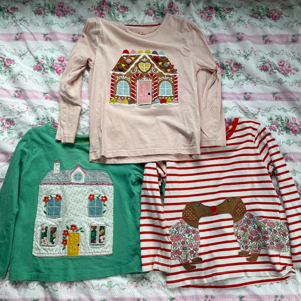 BUNDLE! 4-5Y Mini Boden Applique Long Sleeve Shirt Bundle